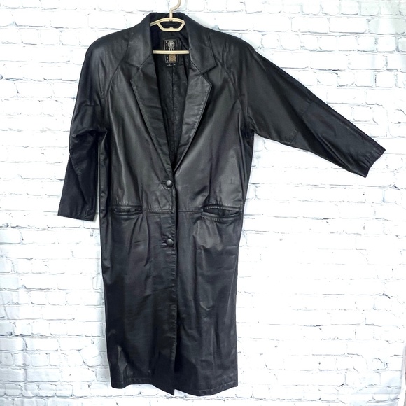 G III Leather Other - VINTAGE |•G III LEATHER•| Long Full Length Black Leather Trench Coat/Duster